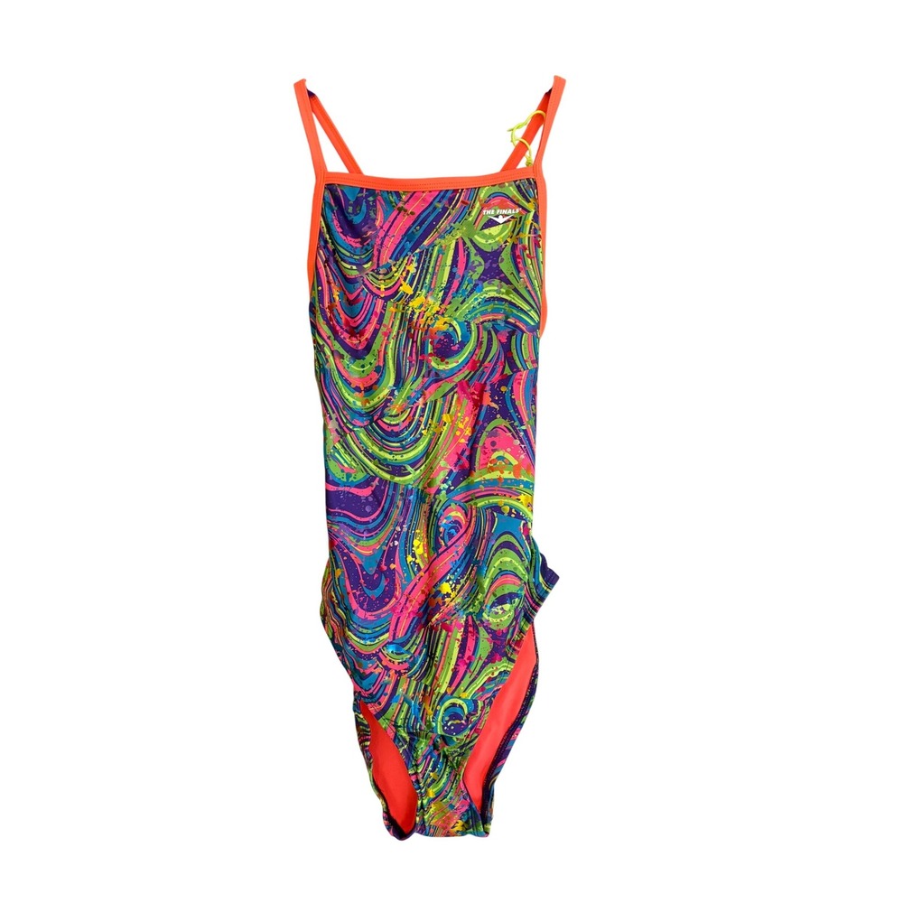 The Finals Radical Foil Flutterback Swimsuit Multi Color Psychedelic XS 32 NWT